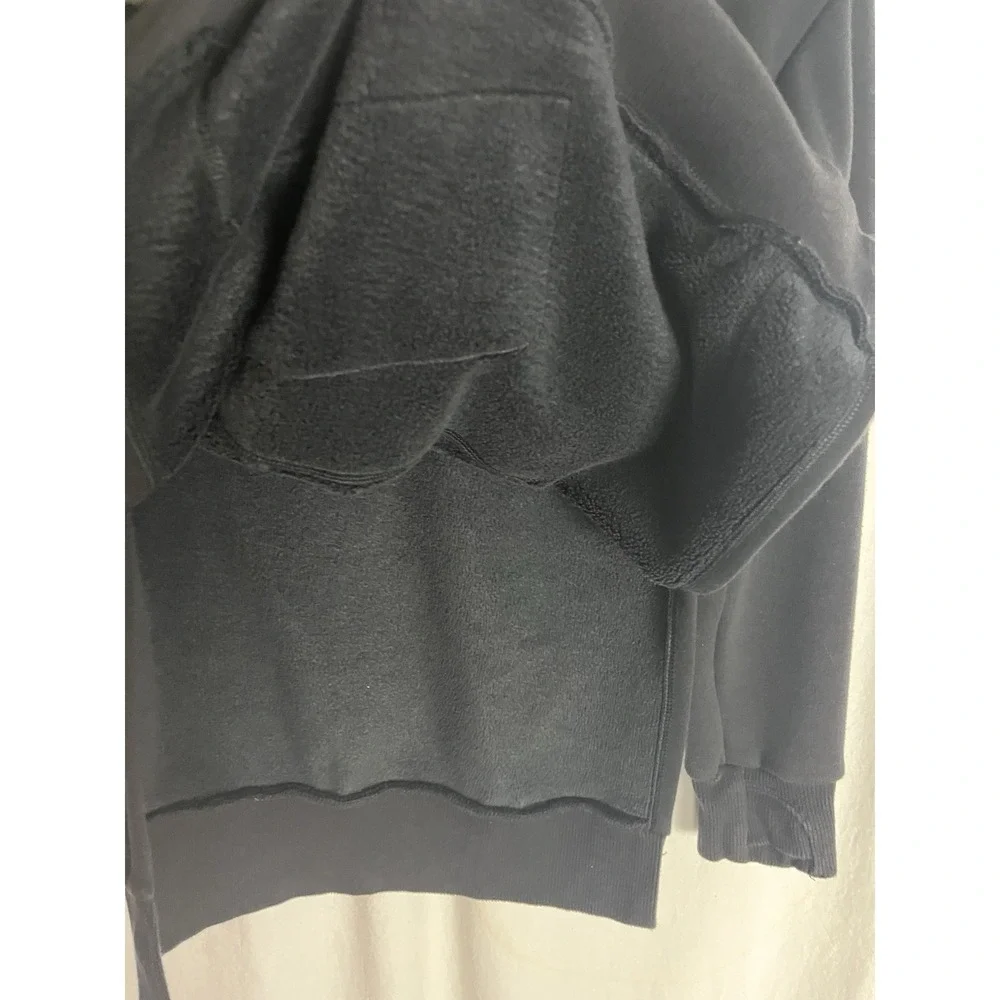 Athleta Girl Black Cheer You On Hoodie Sweatshirt Girls M (8-10)Side Slits Lined
